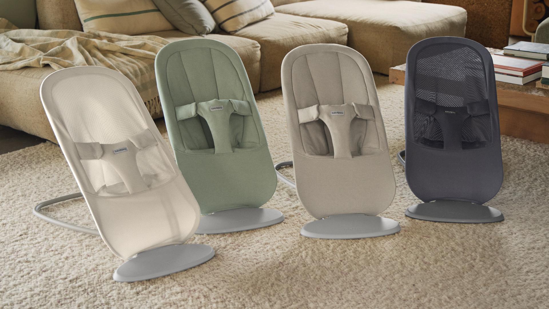 Bouncer Begin in Brushed woven and Airy mesh - green, cream, beige and dark gray