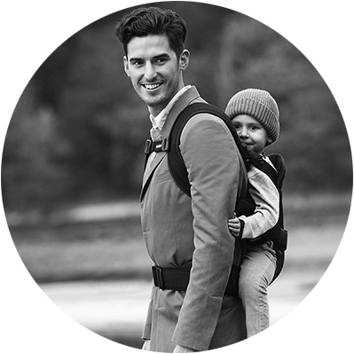 Father with child - baby carrier with back carrying from BabyBjörn